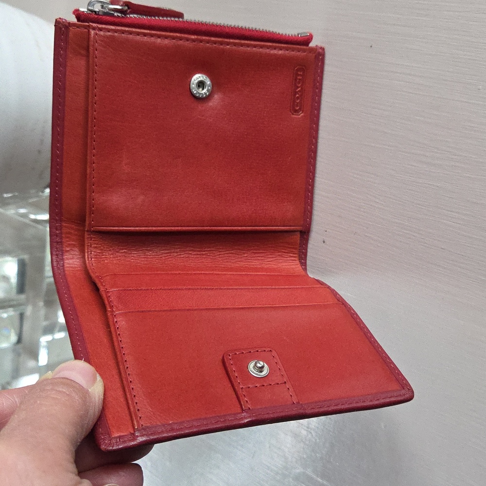 COACH Red Bifold Leather Wallet
